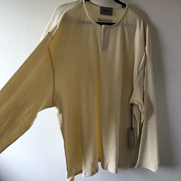 Essentials Beige Thermal Henley Shirt XXL - Picture 11 of 12